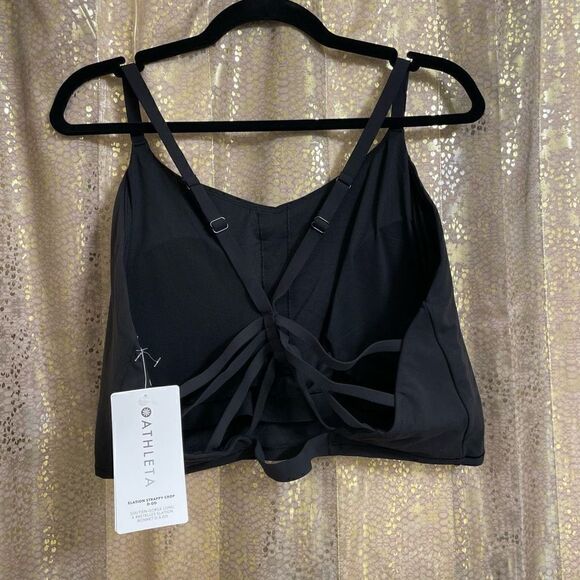 Athleta Black Elation Strappy Cropped Longline Yoga Active Top 3X D-DD NWT - Picture 2 of 11